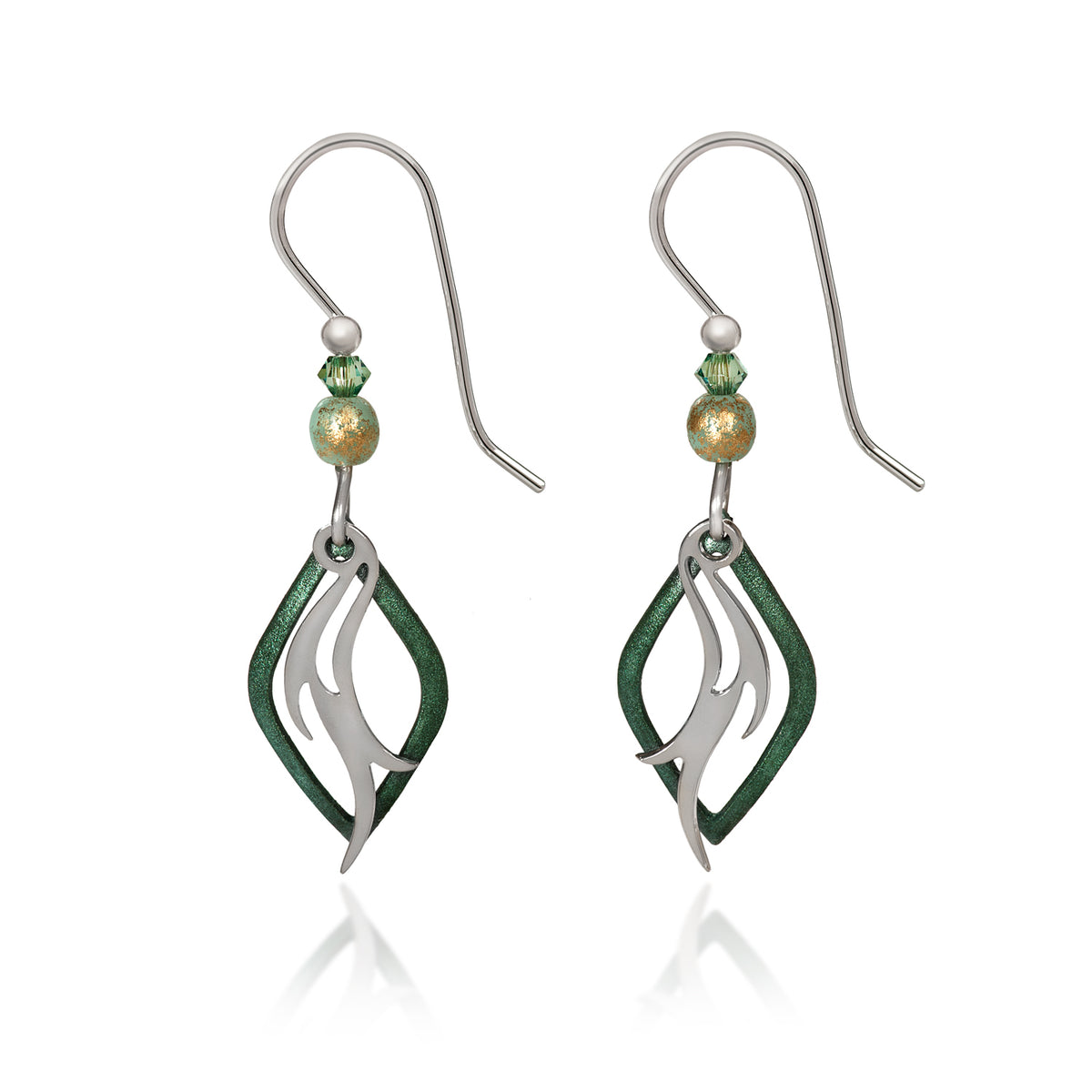 Silver Forest Earring Teal Geometric Dangle