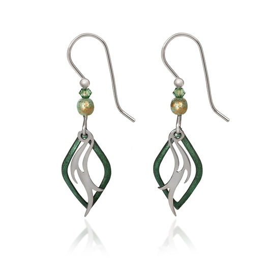 Silver Forest Earring Teal Geometric Dangle