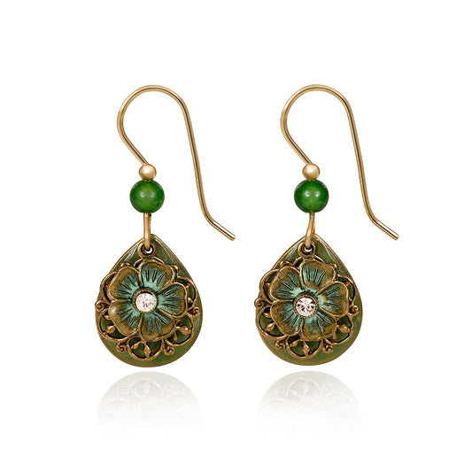 Silver Forest Flower Filigree Teardrop Earring