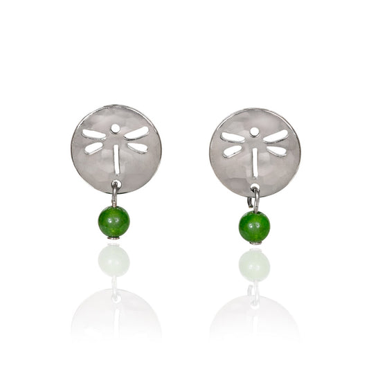 Silver Forest Silver Dragonfly & Bead Drop Earrings