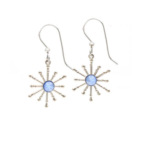 Silver Forest Blue Christmas Tree Earrings