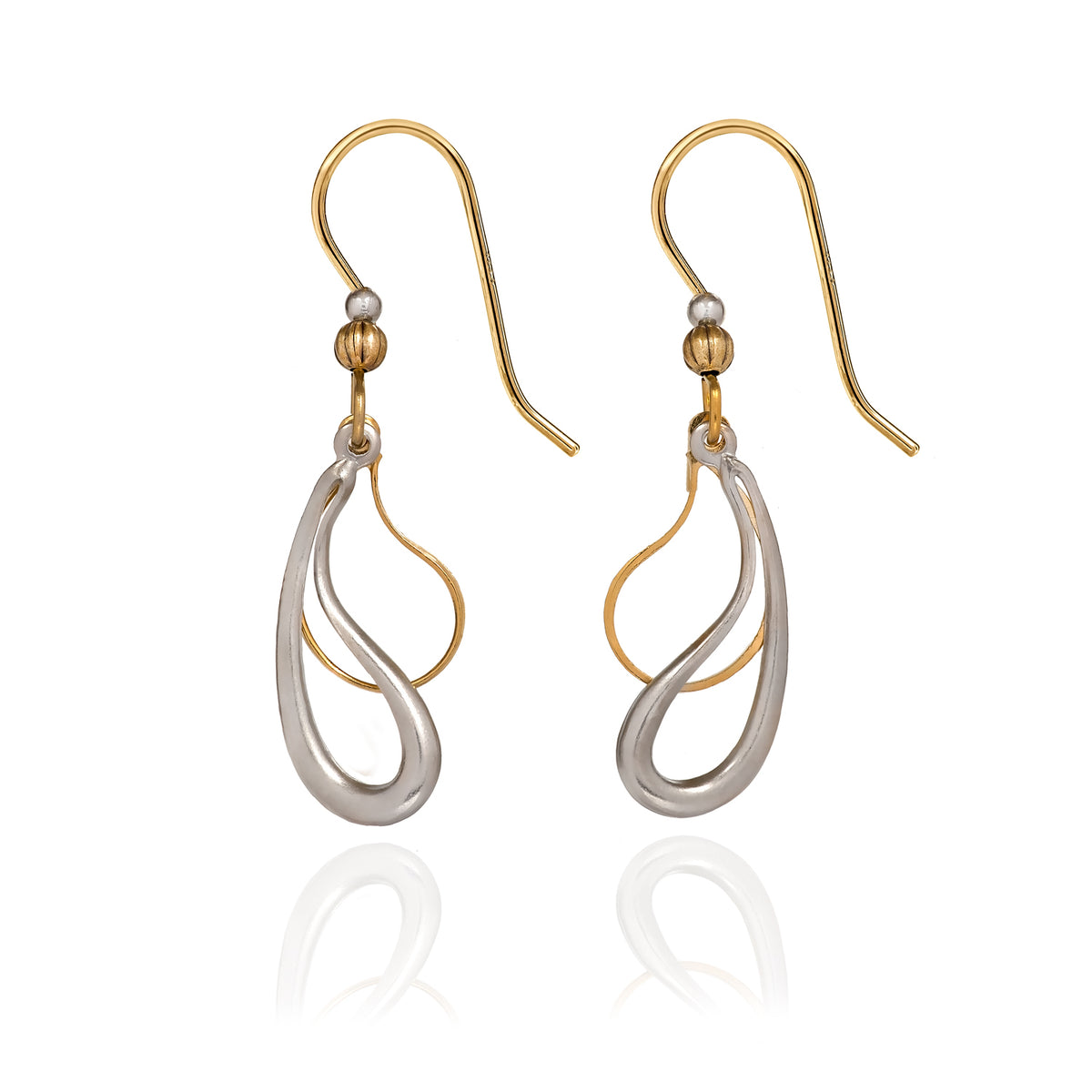 Silver Forest Earring Two-Tone Swirly Teardrop