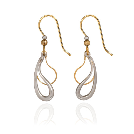 Silver Forest Earring Two-Tone Swirly Teardrop