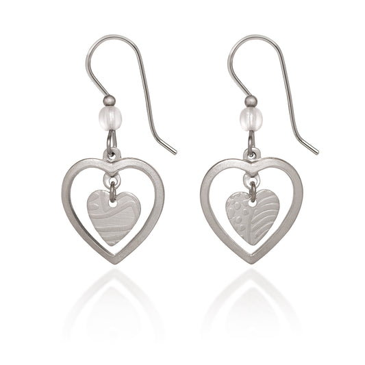 Silver Forest Earring Double Silver Hearts