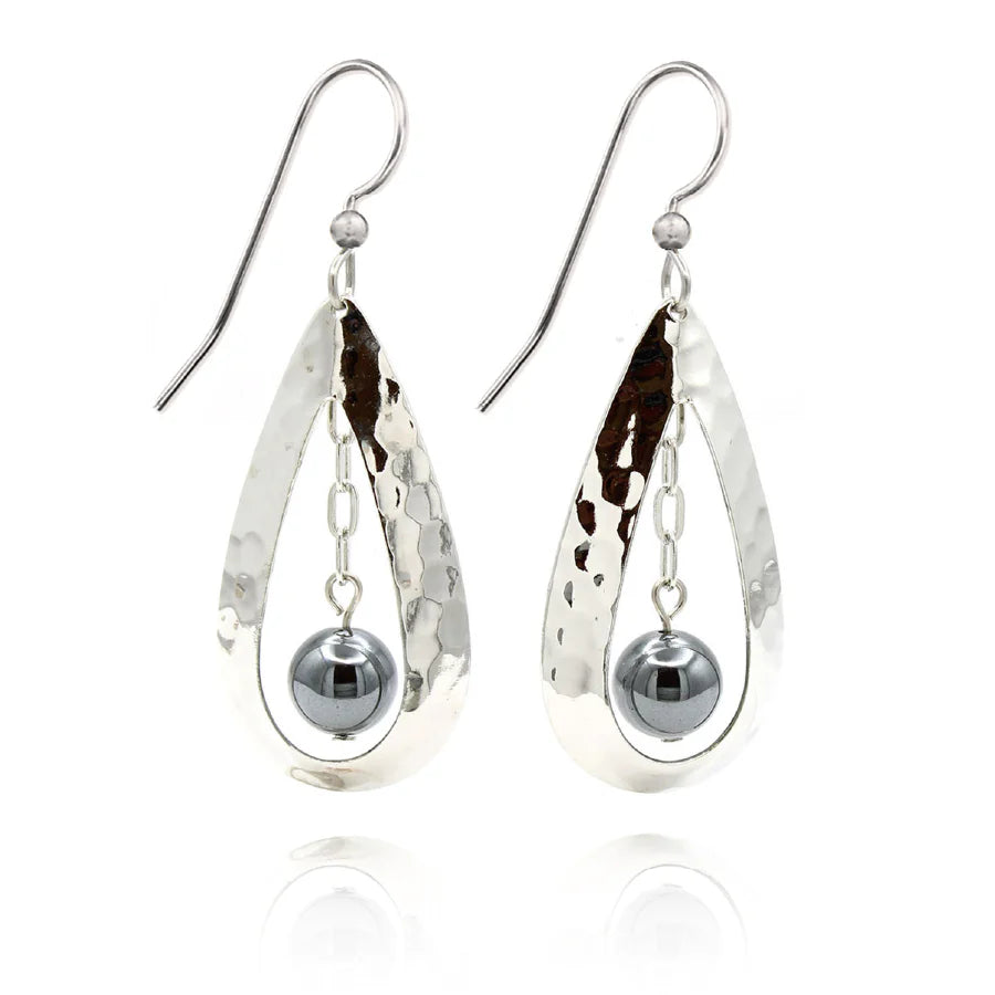 Silver Forest Contemporary Teardrop & Bead Earring