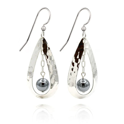 Silver Forest Contemporary Teardrop & Bead Earring