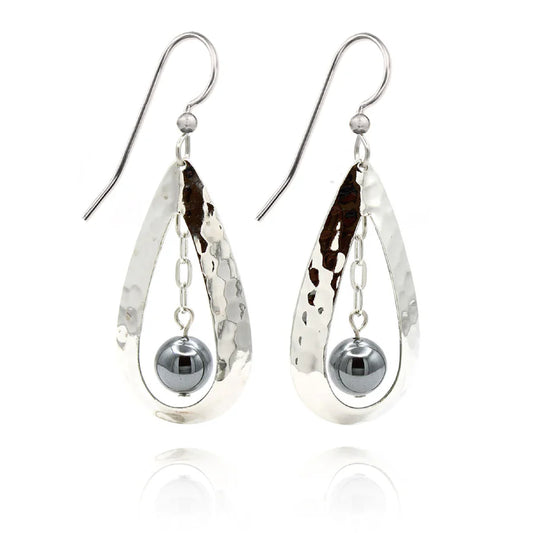 Silver Forest Contemporary Teardrop & Bead Earring