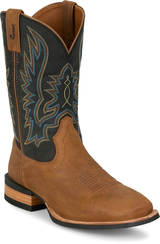 Justin Rustle Coal Black Cowhide/Brown