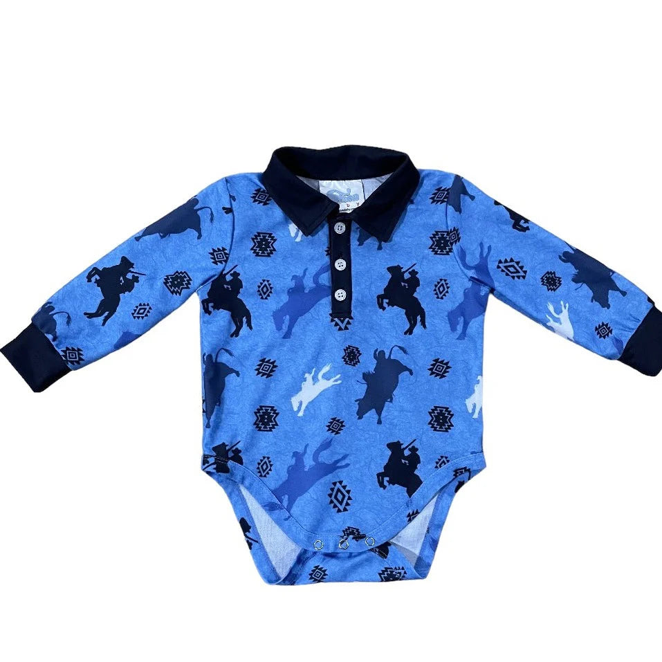 Shea Baby Cowboy LS Polo Onesie