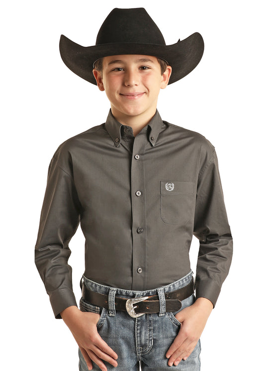 Panhandle Slim Solid Snap Shirt Steel