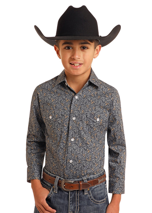Rock & Roll Boys Floral Paisley Charcoal