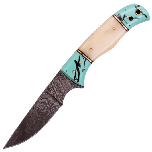 Red Deer 9" Full Tang Damascus Knife
