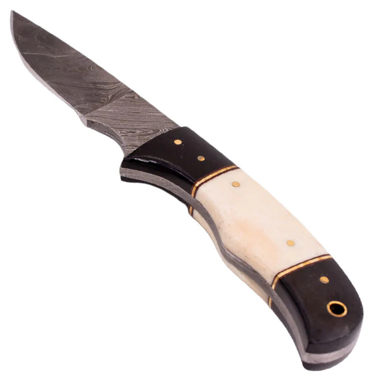Red Deer 9" Black Handle Damascus Knife