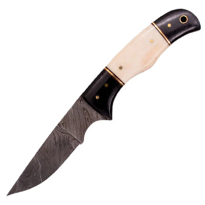 Red Deer 9" Black Handle Damascus Knife