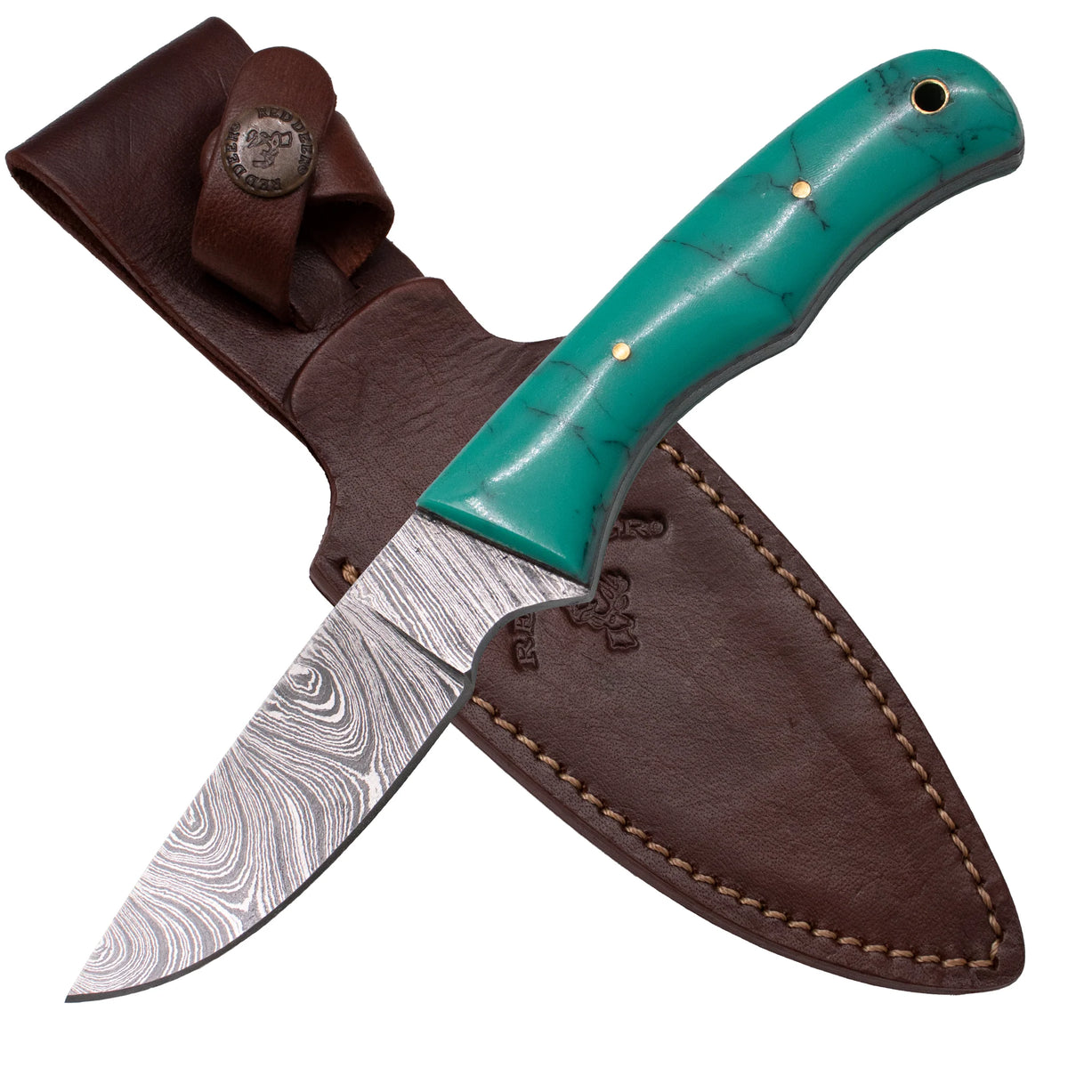 Red Deer Turquoise Handle Knife