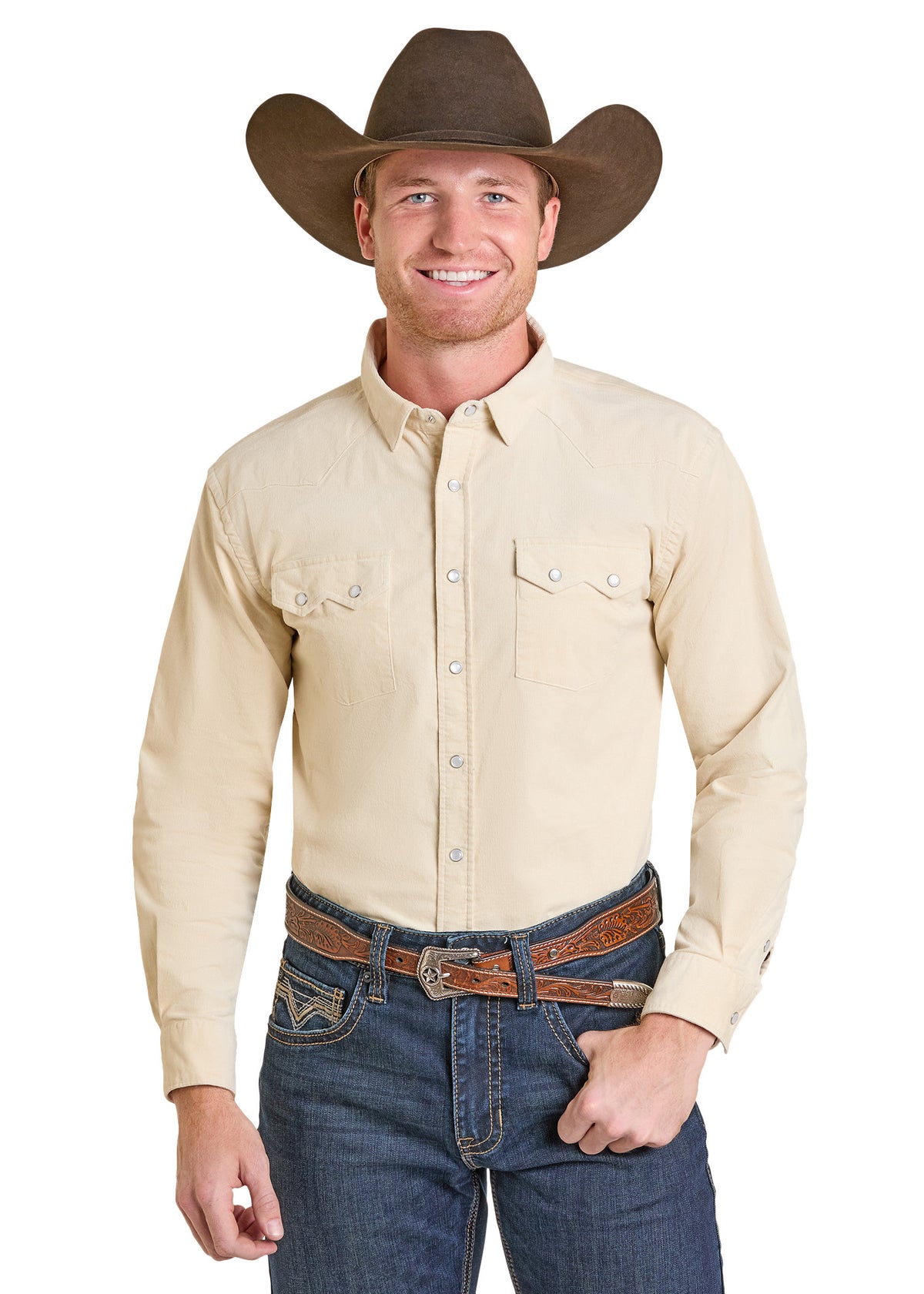 Rock & Roll Long Sleeve Snap Ecru