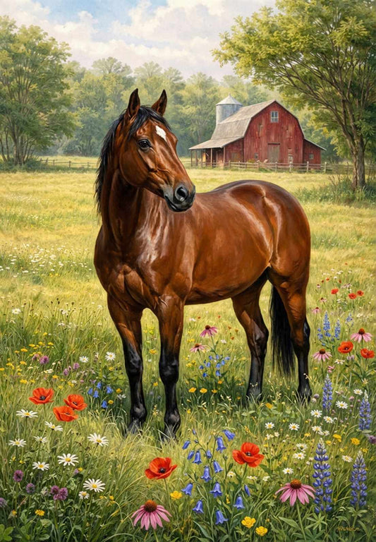 Charleston Petals and Hooves in A Meadow Garden Flag