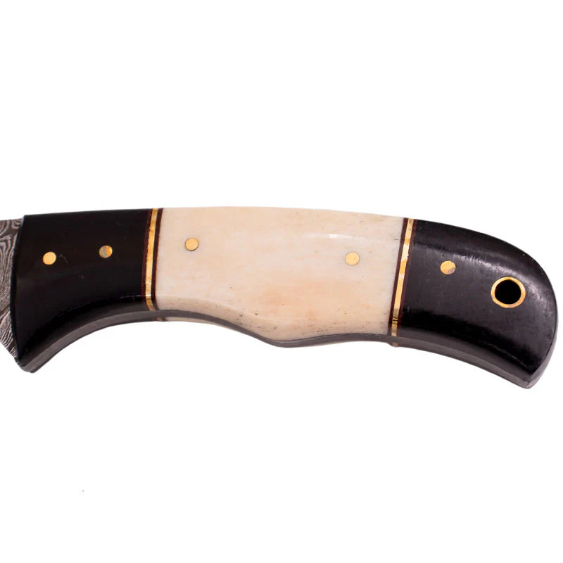 Red Deer 9" Black Handle Damascus Knife