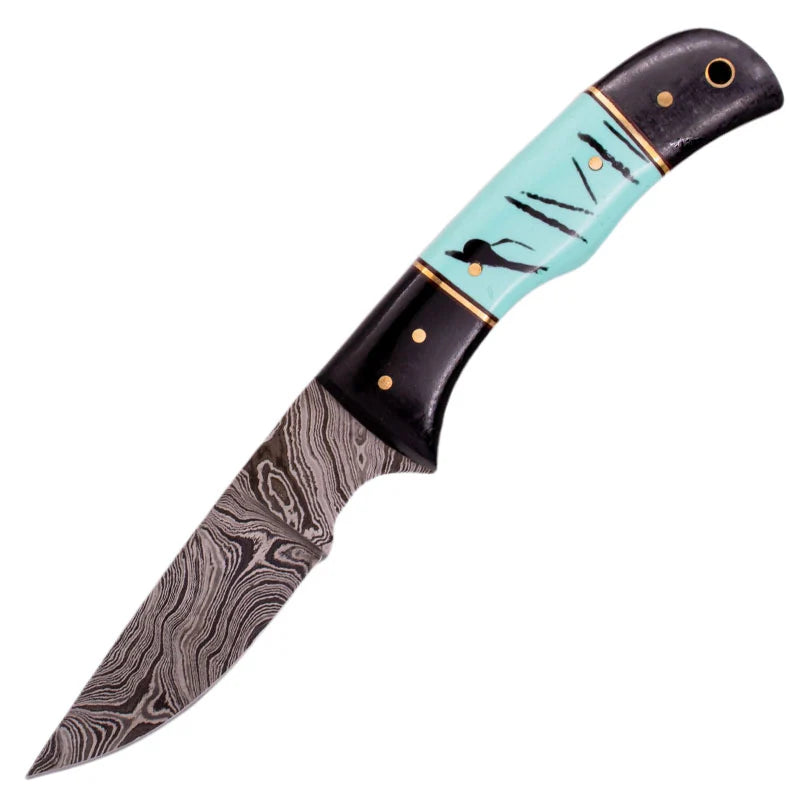 Red Deer 9" Bone Handle Damascus Knife