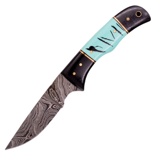 Red Deer 9" Bone Handle Damascus Knife
