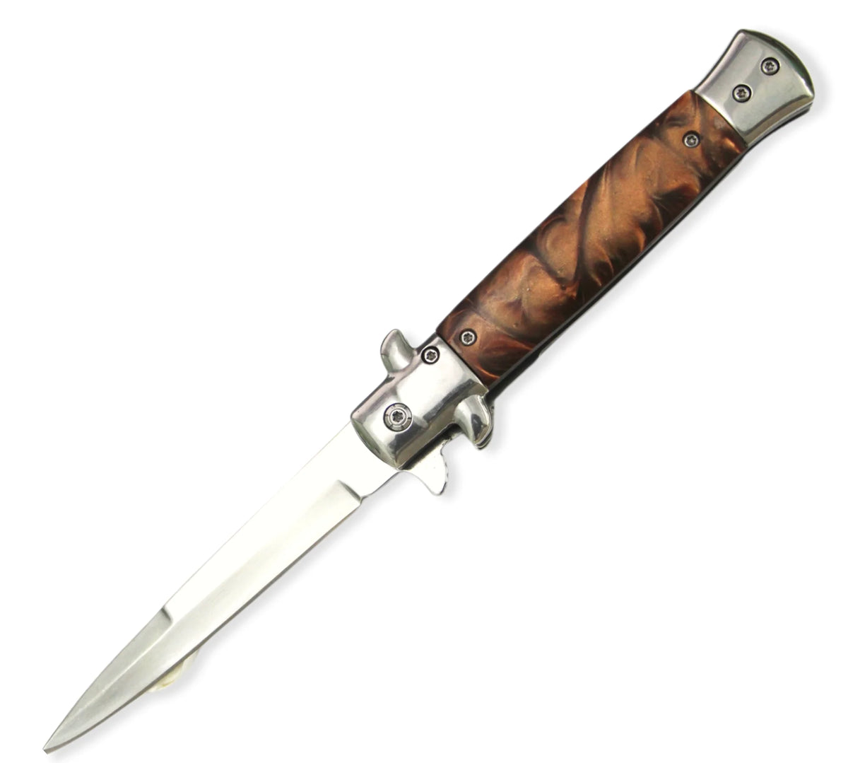 Tiger USA Folding Knife Brown Pearl Handle