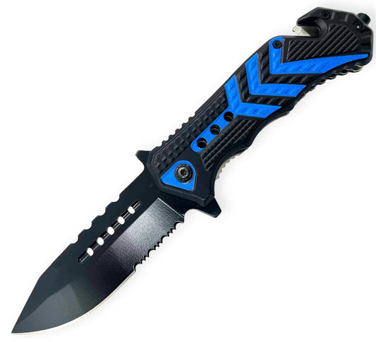 Tiger USA Blue/Black Tactical Knife
