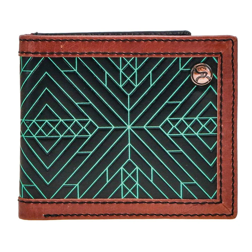 Hooey Turquoise Aztec Embossed Bifold Wallet