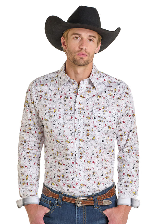 Rock & Roll Deck of Cards Print Long Sleeve Shirt