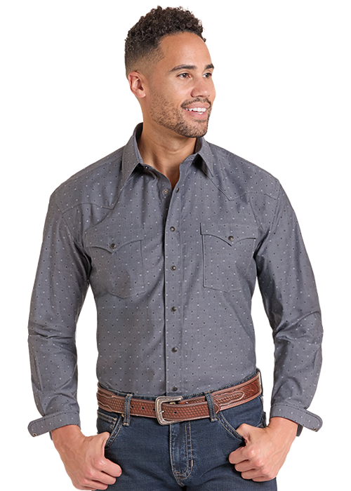 Panhandle Slim Men's Long Sleeve 2 Pocket Snap Shirt Black