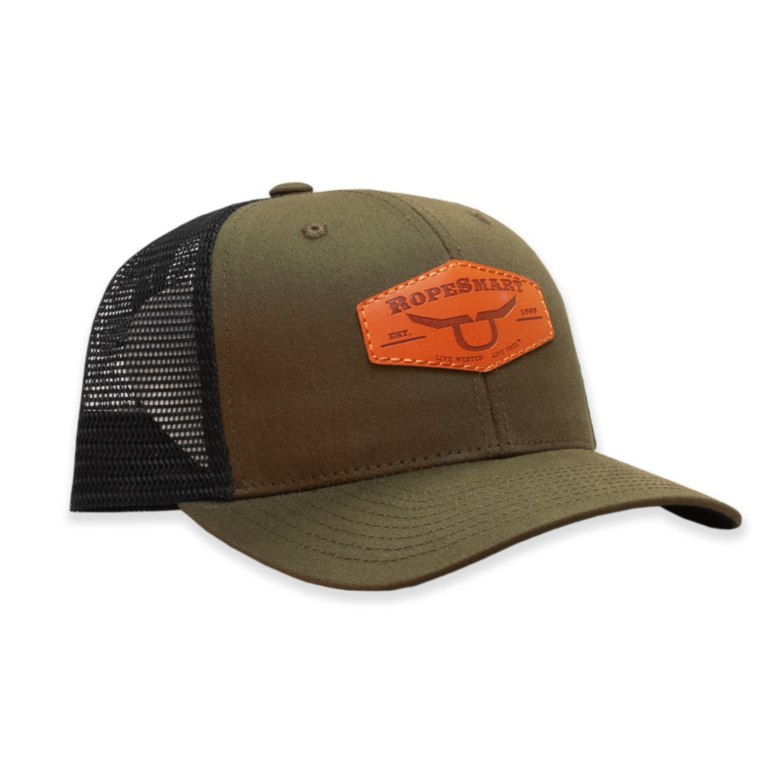 Rope Smart Leather Patch Army Green Hat