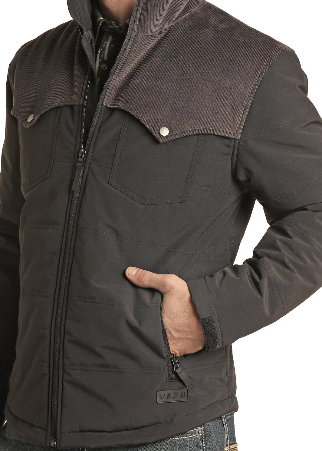 Panhandle Nylon/Corduroy Coat Black/Brown