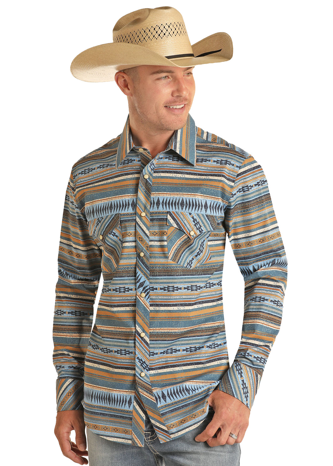 Rock & Roll Aztec Vintage Stripe Snap
