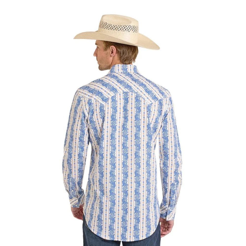 Rock & Roll Pasiley Striped Printed Snap Shirt