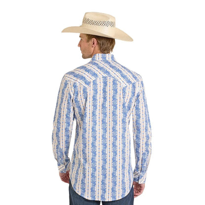 Rock & Roll Pasiley Striped Printed Snap Shirt