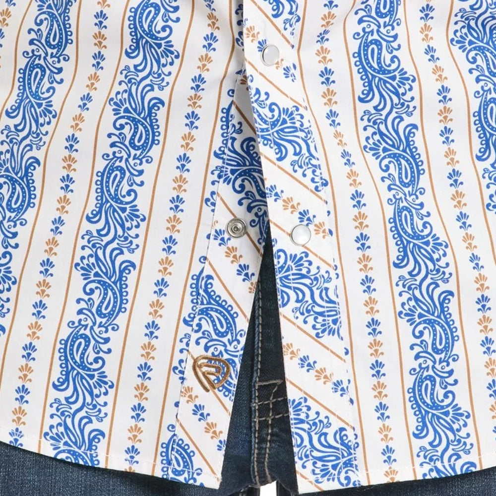 Rock & Roll Pasiley Striped Printed Snap Shirt