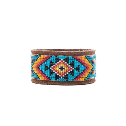 Myra Halina Ridge Leather Cuff Bracelet Multi