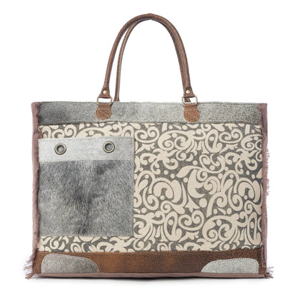 Myra Hide & Floral Print Weekender Bag