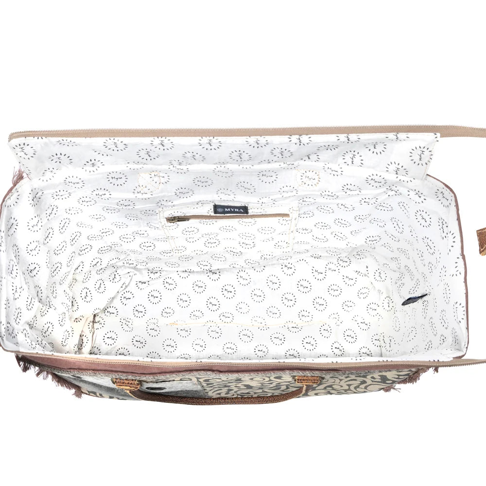 Myra Hide & Floral Print Weekender Bag