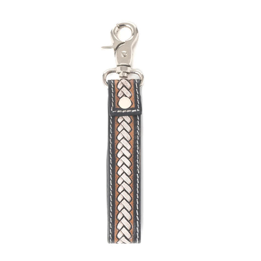 Myra Braided Buckle Hairon Key Fob in Dusty Bronze
