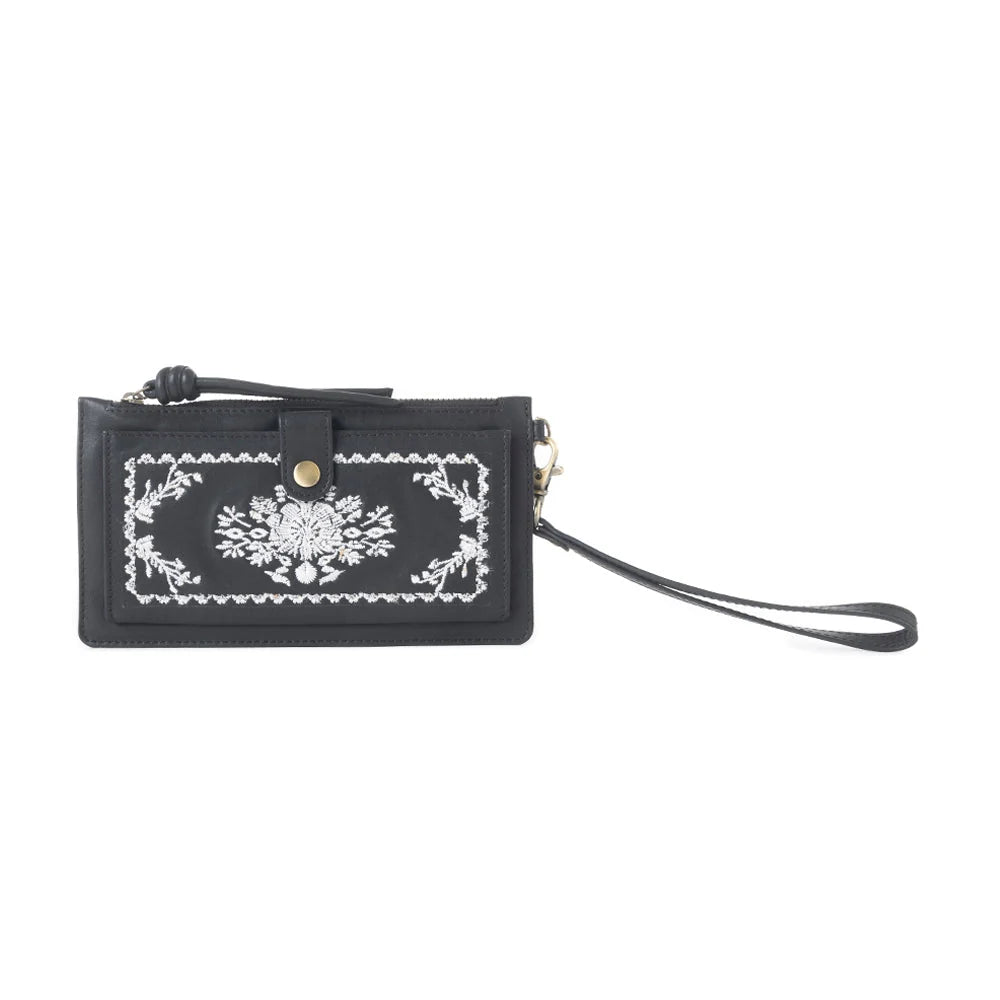 Myra Azure Mesa Leather Wallet in Black