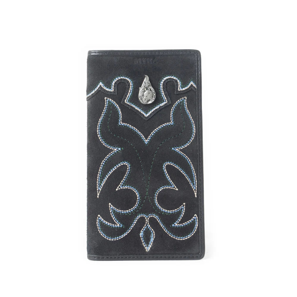 Myra Ravenhide Embroidered Leather Wallet Coal Black
