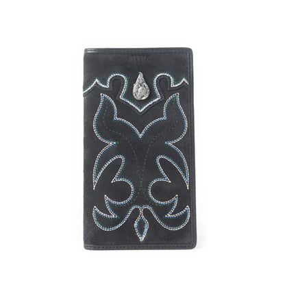 Myra Ravenhide Embroidered Leather Wallet Coal Black