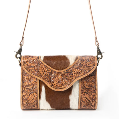 Myra Copper Charm Handtooled Earthen Hide & Whisper White