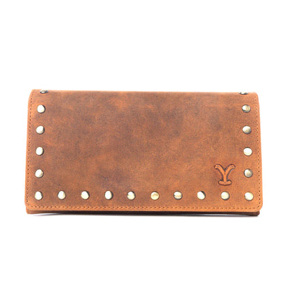 Myra Yellowstone Caldera Leather Wallet With Rivets Brown
