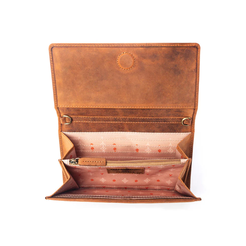Myra Yellowstone Caldera Leather Wallet With Rivets Brown