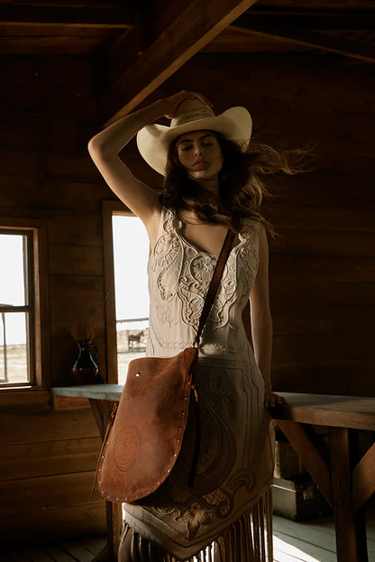 Myra Yellowstone Amber Frontier Studded Sling Bag