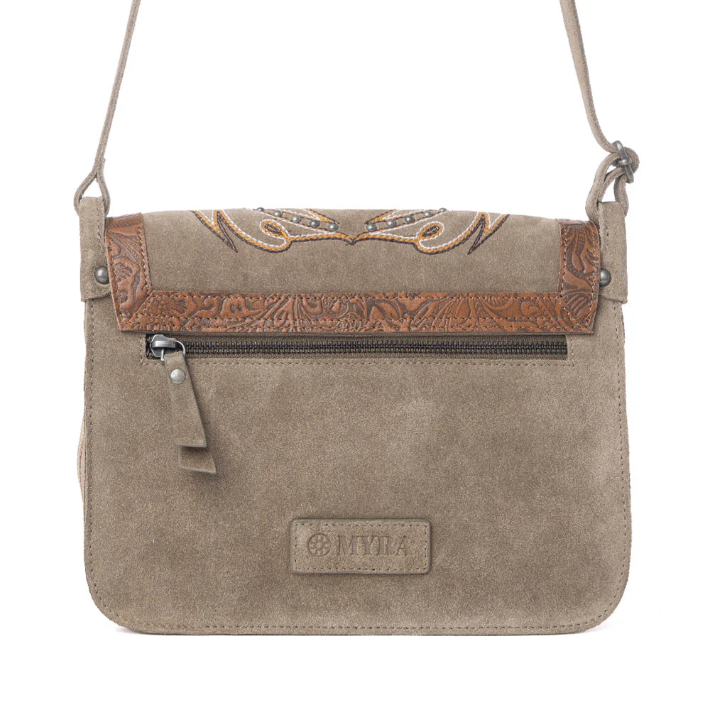 Myra Amberwood Suede Leather Boot Embroidered Bag In Olive