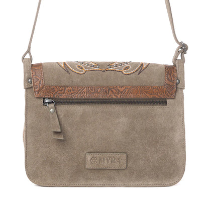Myra Amberwood Suede Leather Boot Embroidered Bag In Olive