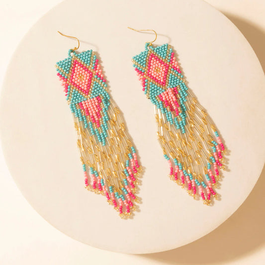 Myra Wild Gilded Arena Beaded Fringe Earrings