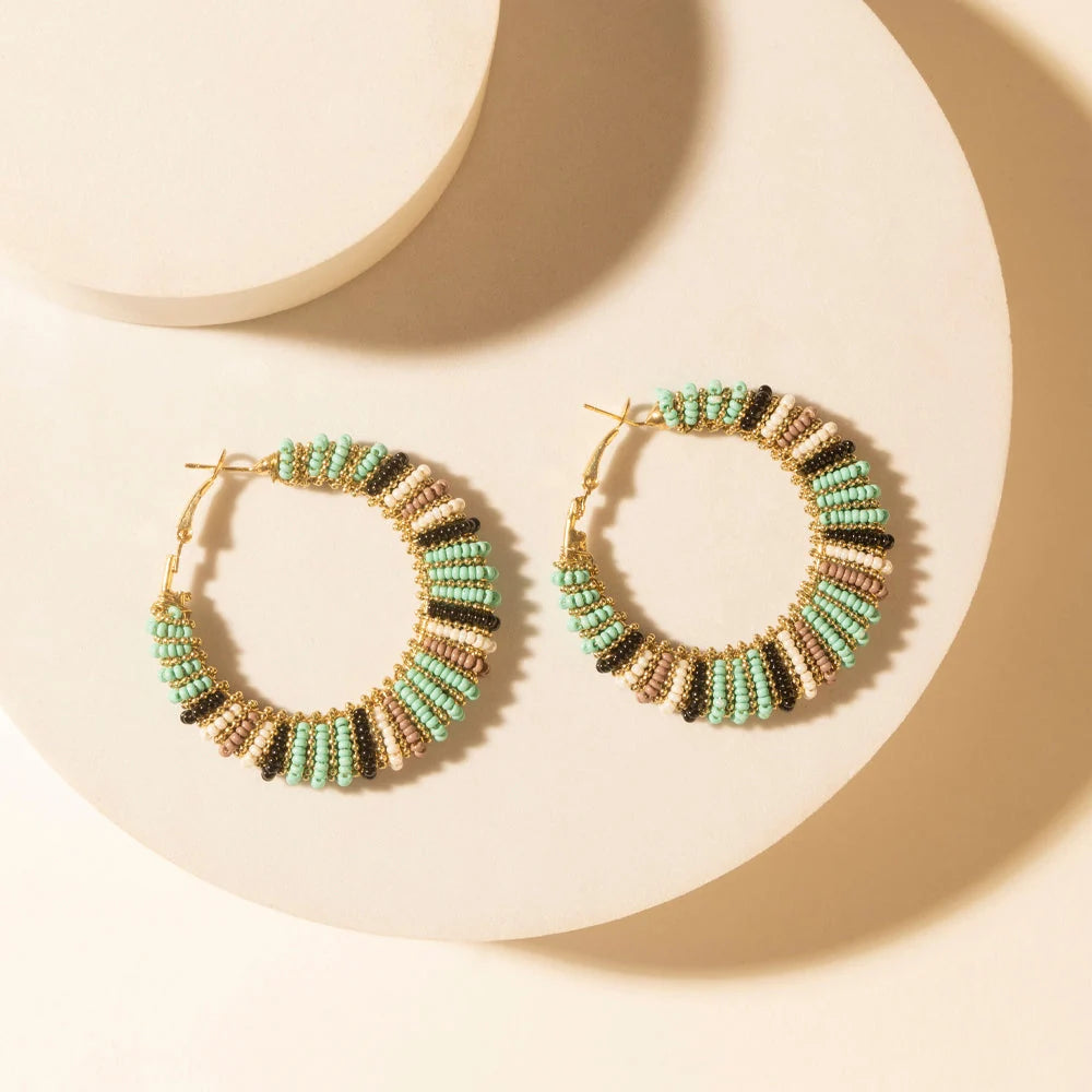 Myra Mesa Moonrise Beaded Hoop Earrings Moonlit Blu